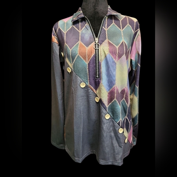 MISSLOOK Multicolor Patterned Top NWOT MED - Picture 8 of 10